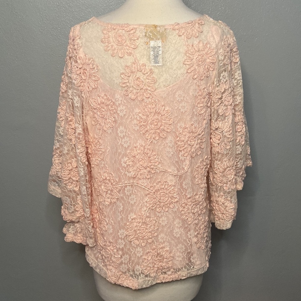 Ruby Rd. Lace Overlay Top Pink Small - Picture 4 of 6